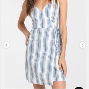 NWT Rag Poets Blue White Striped Canggu Wrap Dress